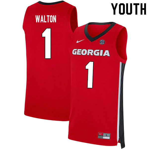 2020 Youth #1 Jaykwon Walton Georgia Bulldogs College Basketball Jerseys Sale-Red